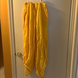 Bright Yellow Elastic Waist Nylon Pants